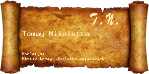 Tomay Nikoletta névjegykártya